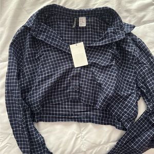 Plaid cropped long sleeve